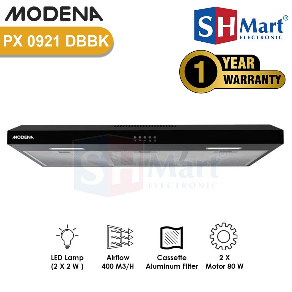 Jual Modena Cooker Hood 90 Cm Slim PX0921DBBK Penghisap Asap Dapur 3 ...