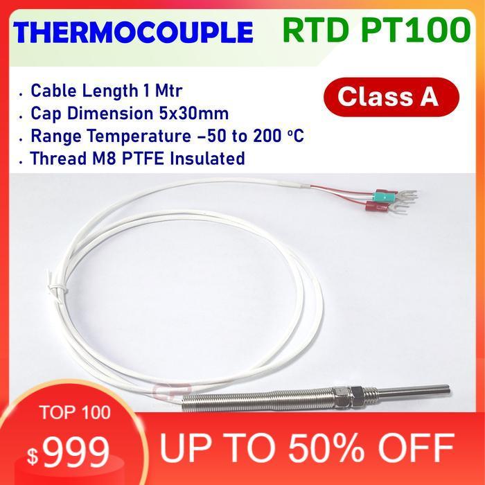 Jual RTD PT100 thermocouple sensor suhu range -50~200°C cap dimension ...