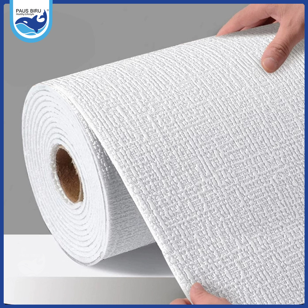 Paus Biru - Wallpaper Linen Roll 50 Cm X 280 Cm Dekorasi Kamar Wallpaper Dinding Kamar Tidur Aesthetic Waterproof