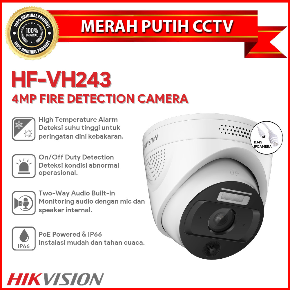 Jual HIKVISION HF-VH243 4MP FIRE DETECTION CAMERA HIGH TEMP ALARM POE ...