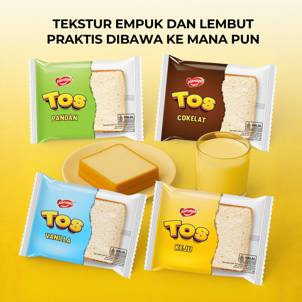 Jual NARAYA TOS 60gr Roti Isi Melimpah Halal BPOM Rasa Coklat / Keju ...