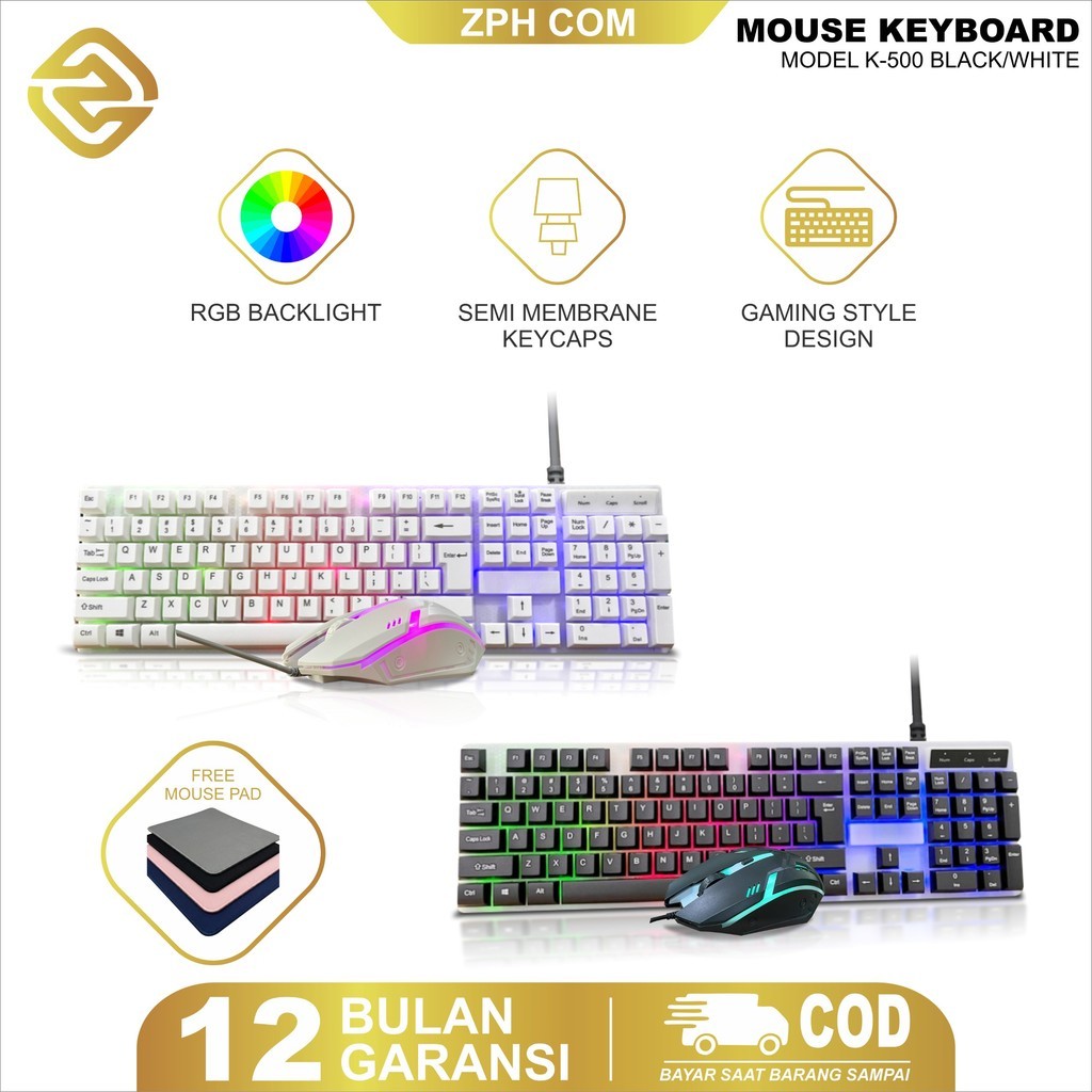 Jual Pdka Set Keyboard & Mouse Gaming mobilador – RGB LED Backlight ...