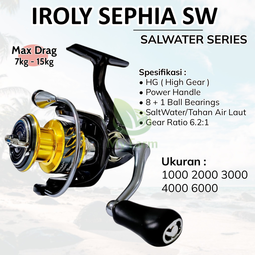 Jual Reel Spinning Iroly Sephia Sw 1000 2000 4000 Max Drag 7kg 9kg 13kg ...
