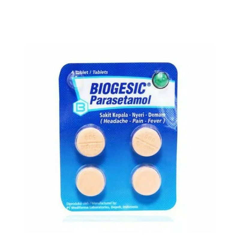 Jual BIOGESIC 500 MG 1 AMPLOP @ 1 BLISTER @ 4 TABLET | Shopee Indonesia