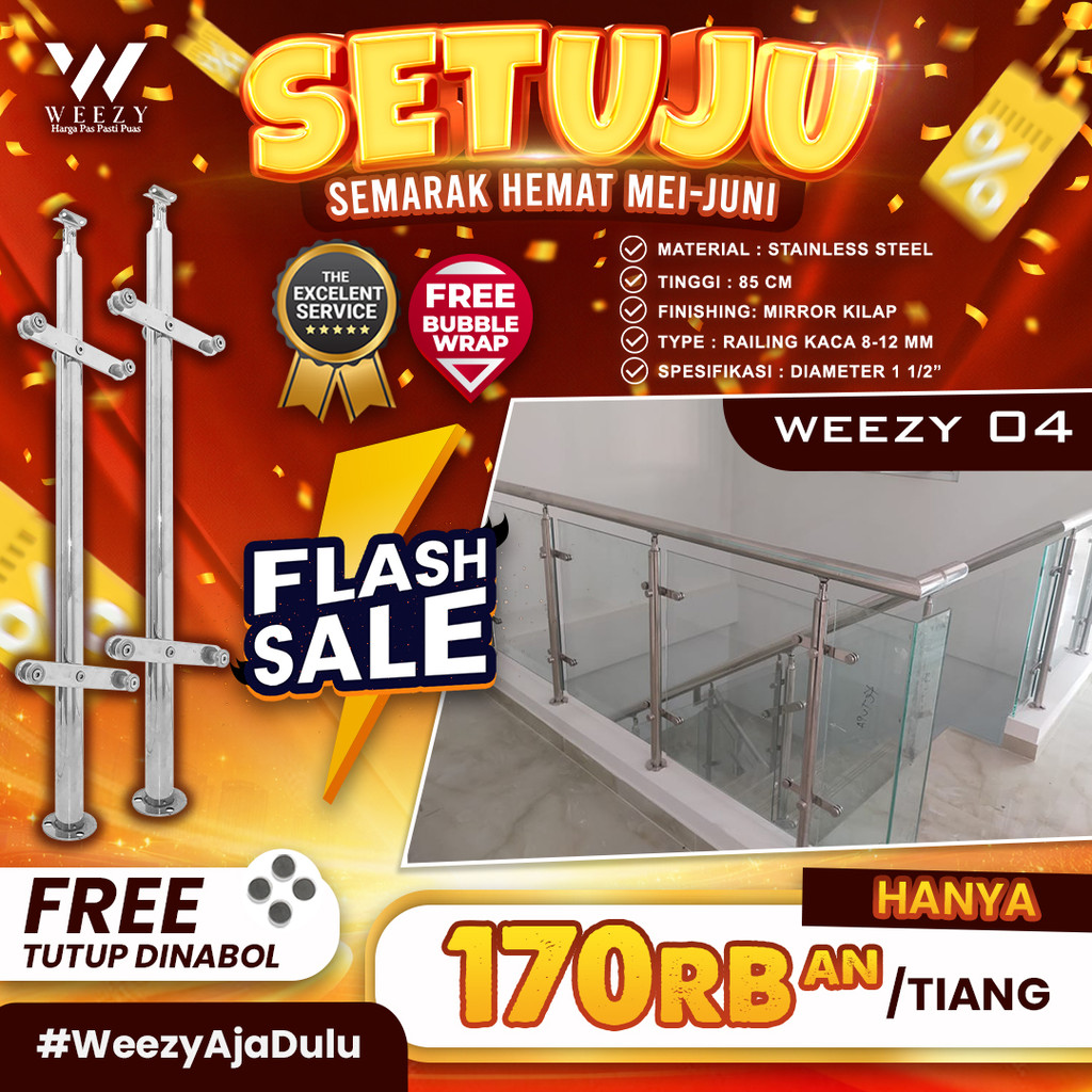 Jual RAILING TANGGA TERMURAH - RAILING KACA [Weezy 04] Railing ...
