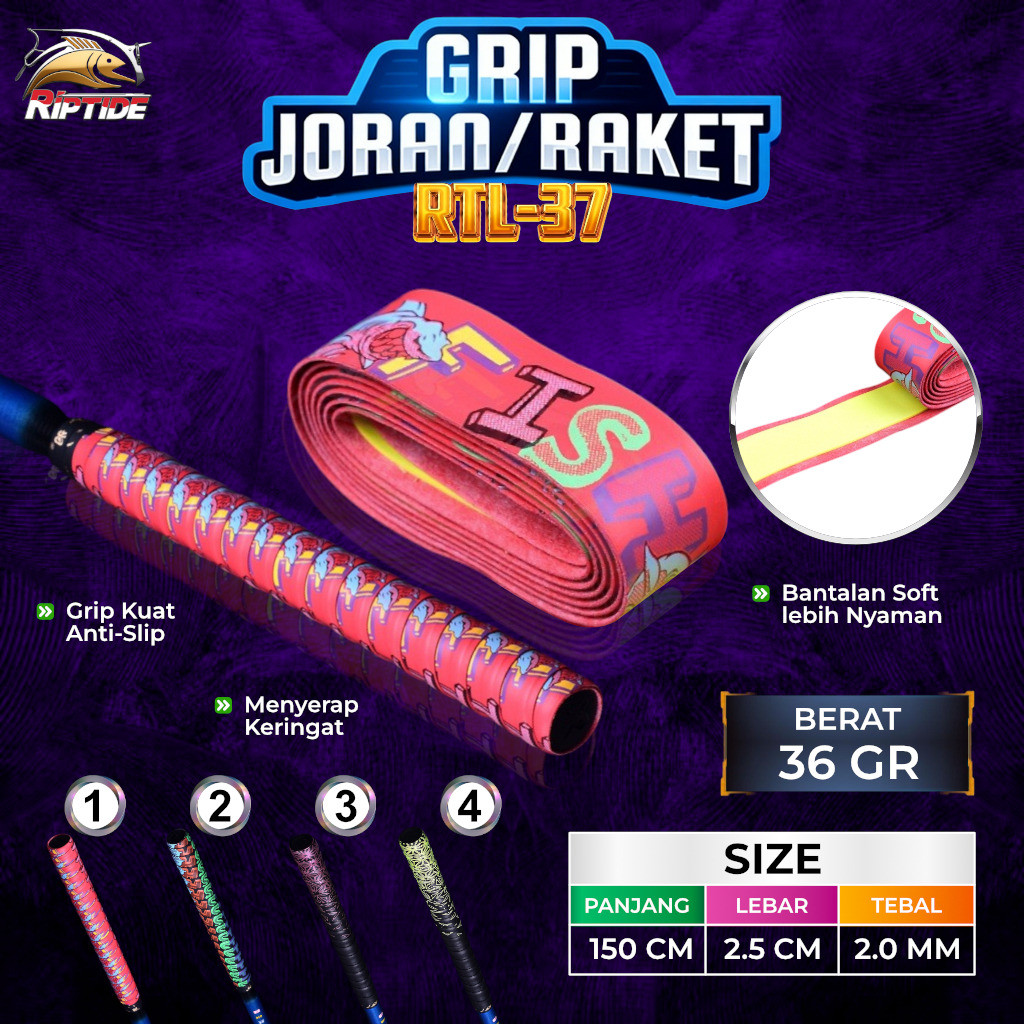 Jual GRIP JORAN PANCING & RAKET BADMINTON RIPTIDE RTL-37 - ANTI SLIP ...