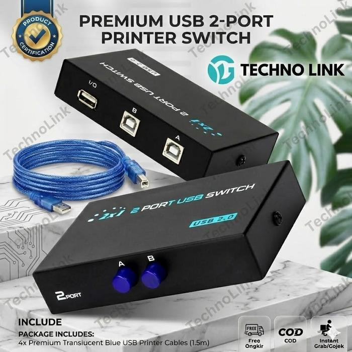 Jual Manual Switch USB Printer 2 Port Sharing Switcher USB 2.0 Printer ...