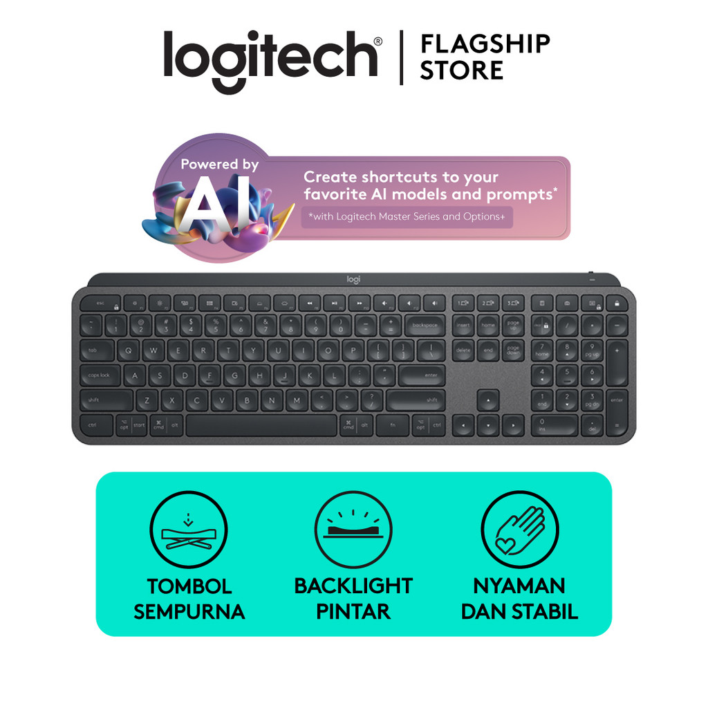Jual Logitech MX Keys Keyboard Wireless Bluetooth Backlit for Power ...