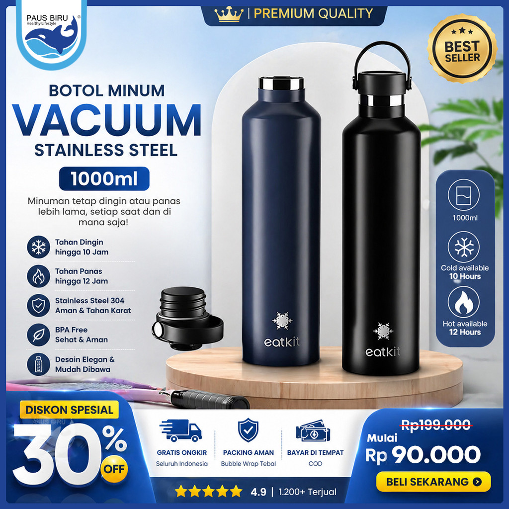 Jual Paus Biru - Tumbler Stainless Steel 304 1000ml | Botol Minum Tahan ...