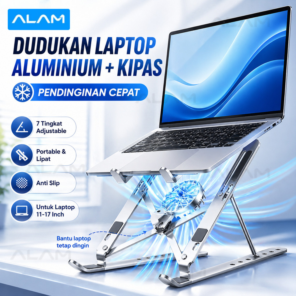 Jual ALAM Dudukan Laptop Aluminium dengan Kipas Pendingin | Adjustable ...