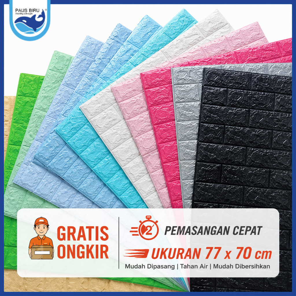 Paus Biru - Wallpaper Dinding Foam Timbul 3D Bata Classic Brick Walpaper Stiker Dinding Dekorasi Kamar Estetik Murah 70x38cm/30x35cm/70x15cm