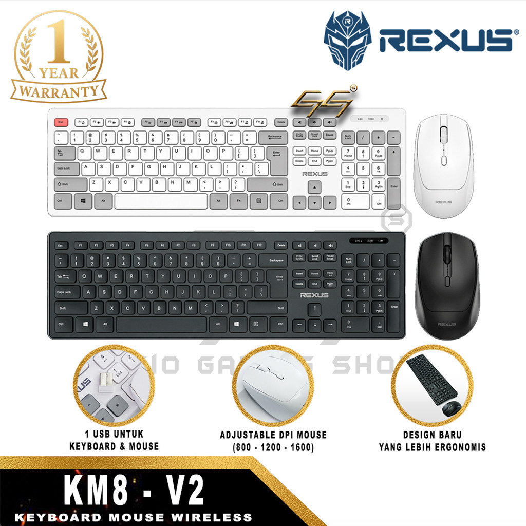 Jual Rexus KM8 V2 Wireless Keyboard Mouse Combo 2.4GHz New Edition ...