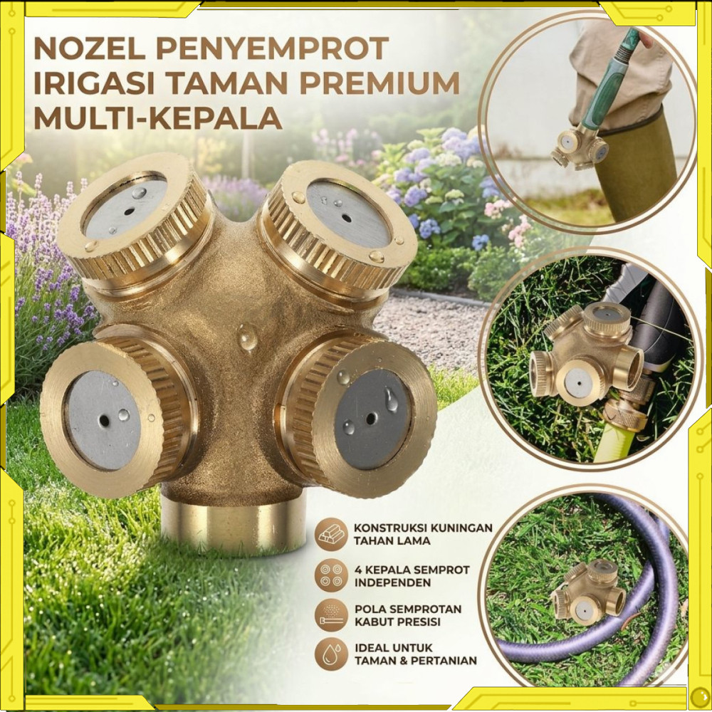 Sprinkler Spray Nozzle Air Irigasi Taman Copper 4 Holes - GD350