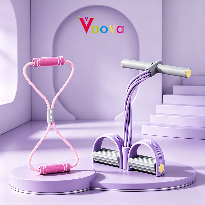 VOOVA Set Olahraga Tali Yoga dan Tummy Trimmer/ 2 In 1Tali Yoga Senam Gym Elastis/ Tali Stretching Fitness Rope/ Tummy Trimmer / Pengecil Perut Dan Pembakar Lemak