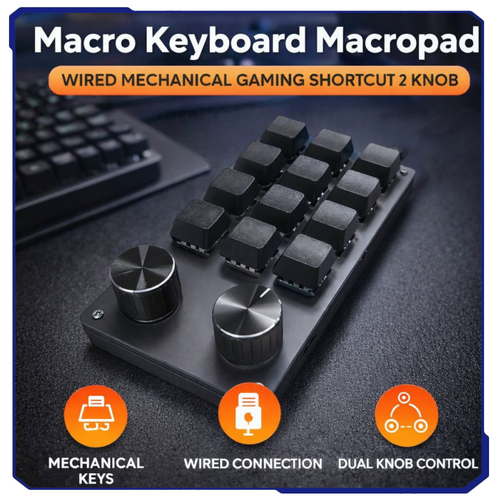 Jual Key 12 Mechanical Keyboard USB Gaming Shortcut with 2 Knob - VD12 ...