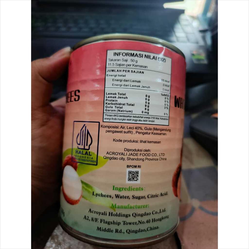 Jual Acroyali Whole Lychee Syrup 565gr Leci utuh Siap Saji Dessert ...