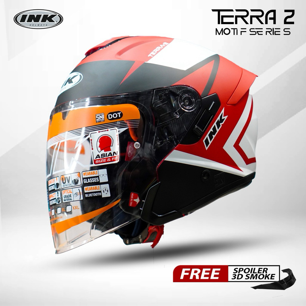 Jual INK TERRA 2 MOTIF DOUBLE VISOR FREE SPOILER 3D - Helm ink terra2 ...