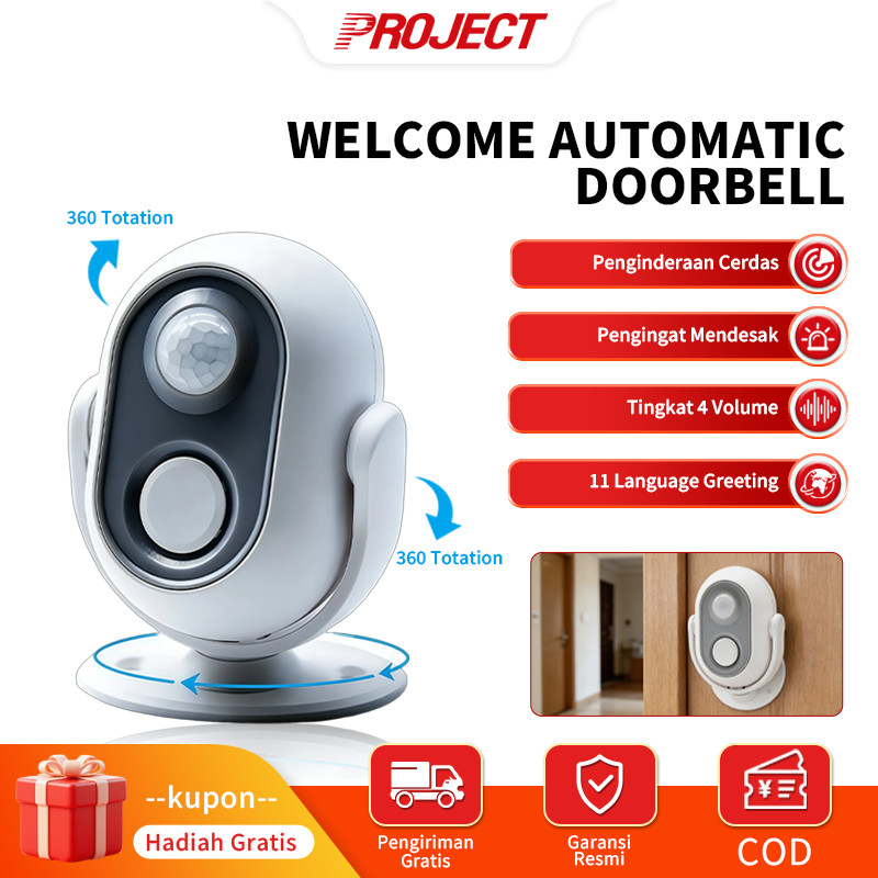 [COD Ready 2026]PJT Bel Pintu Otomatis Sensor Gerak Infrared Alarm Induksi Keamanan Rumah Toko Kantor Supermarket Praktis Mudah Dipasang Awet Tahan Lama Diskon Spesial