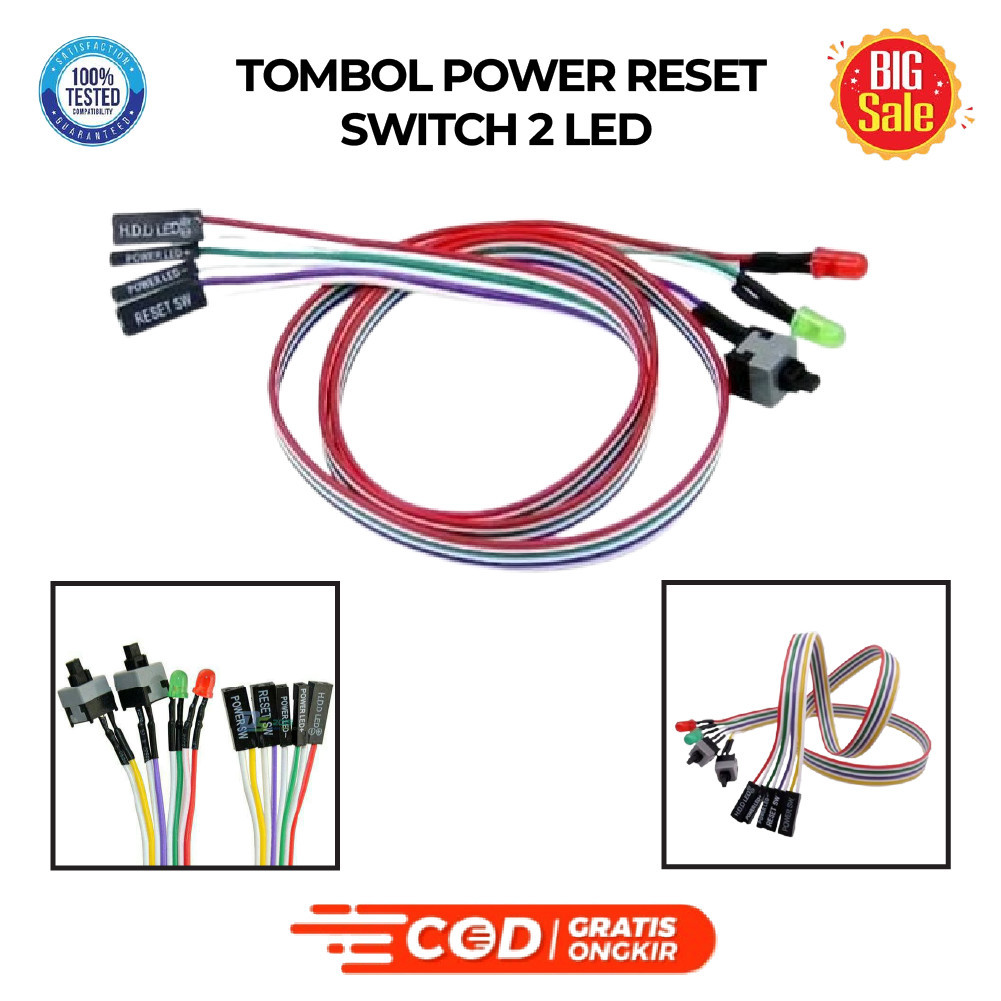 Jual Tombol Power Reset Switch + LED HDD & P-LED untuk Motherboard ...