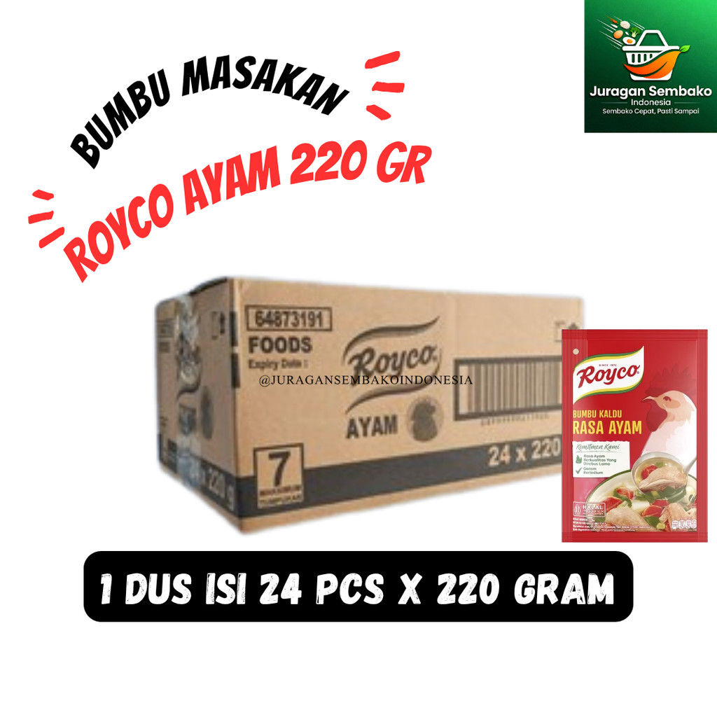 Jual 1 Dus Royco Renceng Rasa Ayam 220 gr x 24 Pcs Bumbu Kaldu Masakan ...