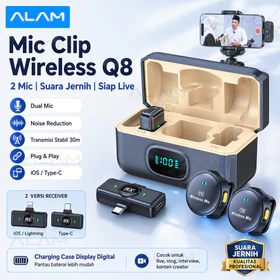 ALAM Mic Clip Wireless Q8 2 Mic Lavalier Mini Noise Reduction Mikrofon Wireless Type C IOS Plug