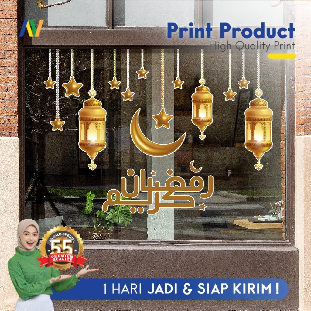 Stiker Kaca Lebaran Idul Fitri Wall Sticker Islami Dekorasi Ramadan Hiasan Lebaran Mudah Tempel Tidak Merusak Kaca Premium