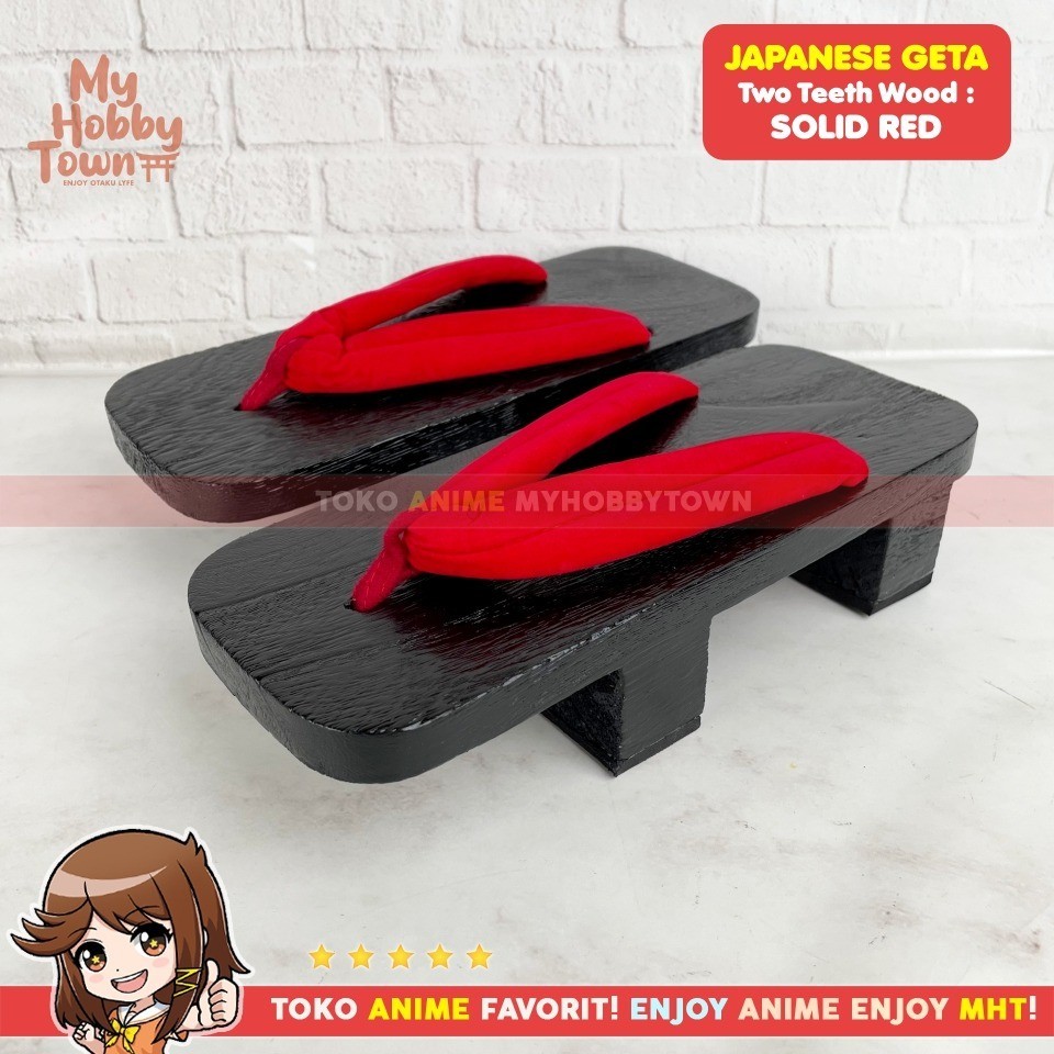 Jual Geta Two Teeth Hitam Tradisional : Solid Red Strap Merah Sandal ...