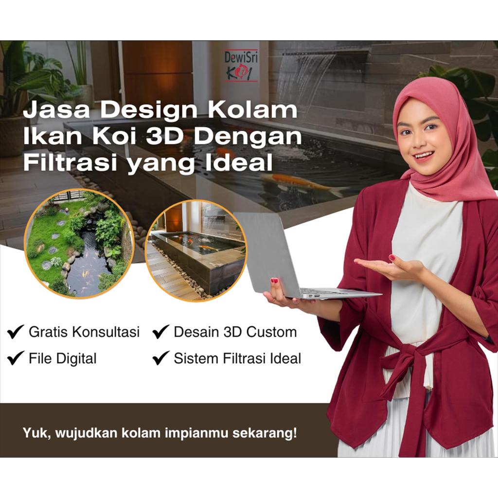 Jasa Desain Kolam Ikan Koi 3D Custom + Perencanaan Sistem Filtrasi