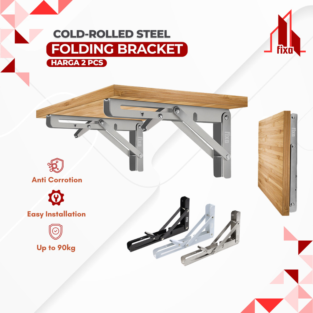 Jual FIXA - Bracket Engsel Siku 2 pcs Lipat Meja Rak Lipat Stainless 8 ...