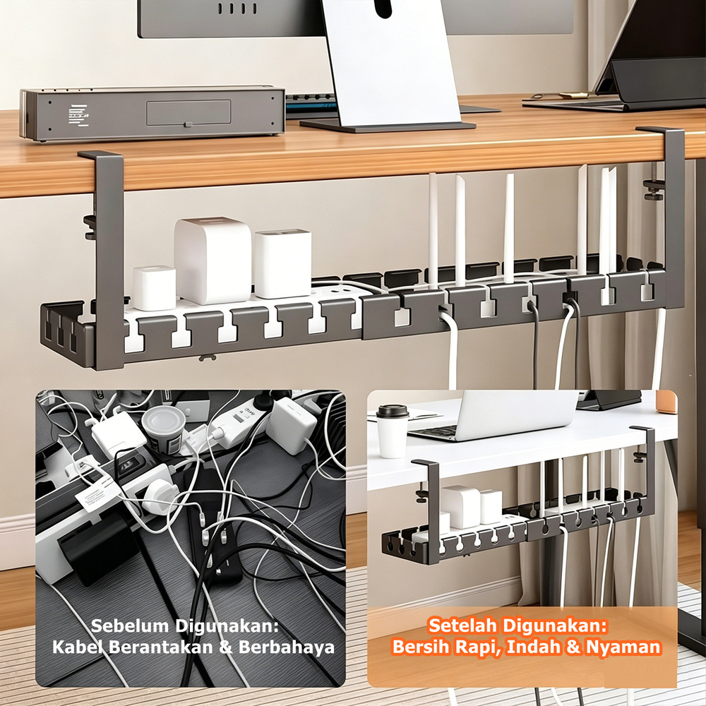 Jual Rak Kabel Jepit Bawah Meja Desk Mount Tray Kabel Organizer Meja ...