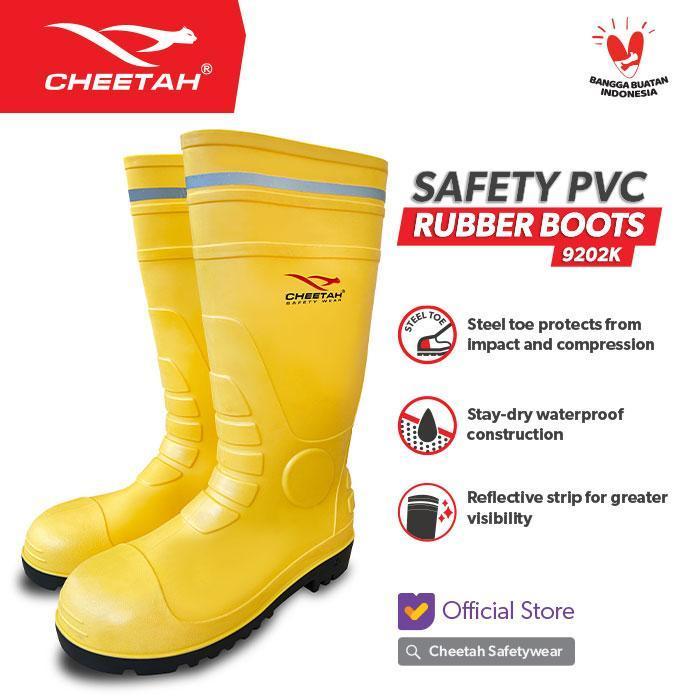 Jual Sepatu Boot PVC Rubber Boots Safety Cheetah 9202K | Shopee Indonesia