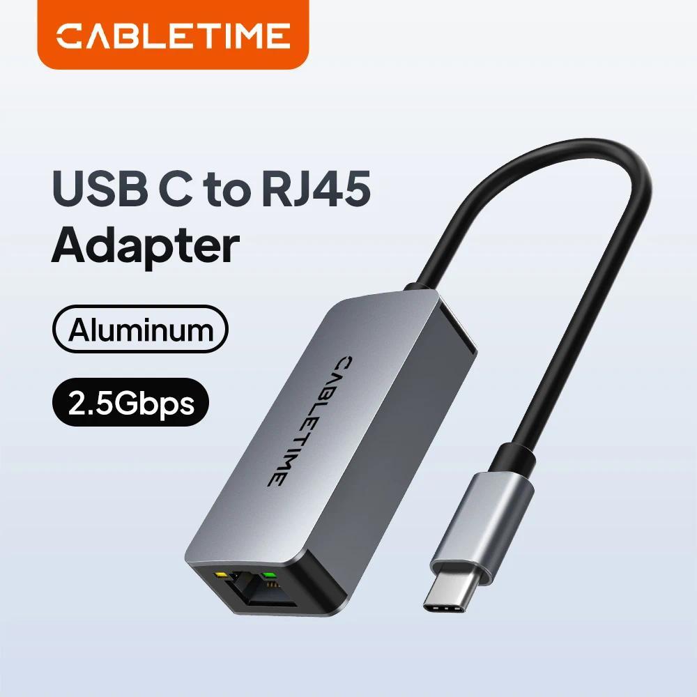 Jual CABLETIME USB C Ethernet Adapter 2.5G 2500Mbps USB3.1 RJ45 LAN ...