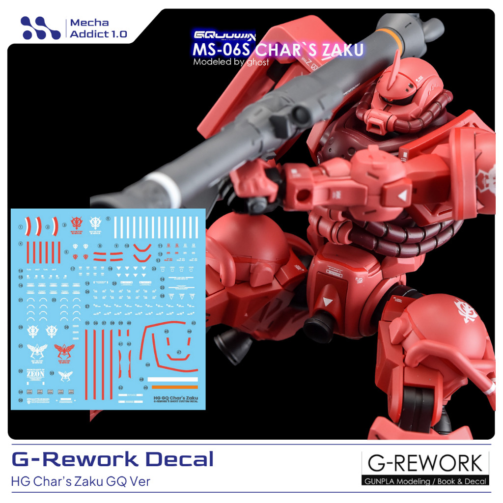 Jual Water Slide Decal HG Char's Zaku GQ Ver by G-rework | Shopee Indonesia