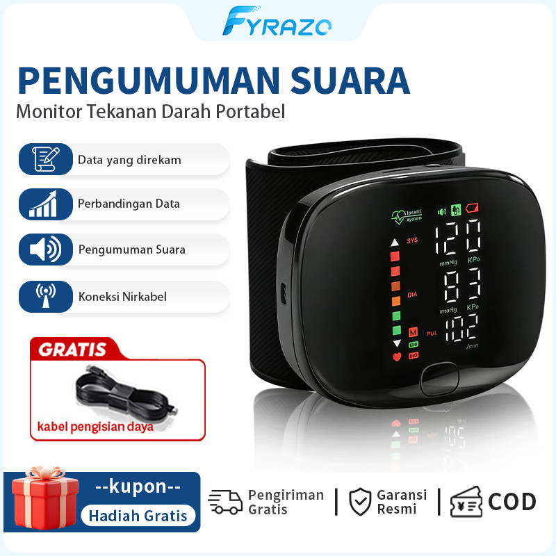 Jual FYZ Tensimeter Digital Pergelangan Tangan | Desain Ergonomis Layar ...