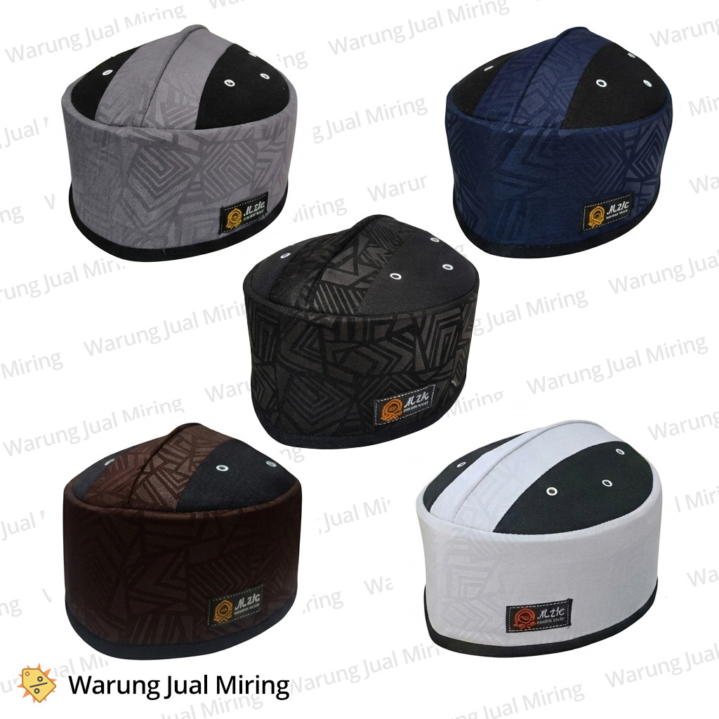PECI ASSAGOFAH TURKI Songkok Kopiah Terompah Putih Bordir Logo Warna Hitam Emas Abu Haji Alay Abdul Karim Dewasa Pria Cowok Laki Motif Polos Premium Tebal Kaku Empuk Busa Spons Busana Muslim Islam