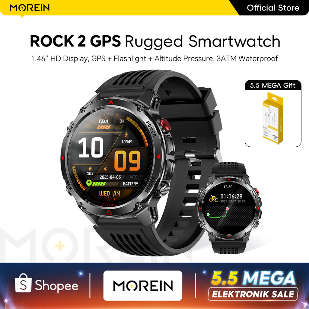 Jual Morein Plus Rock 2 GPS Smartwatch - GPS + Kompas | Tahan Air 3ATM ...