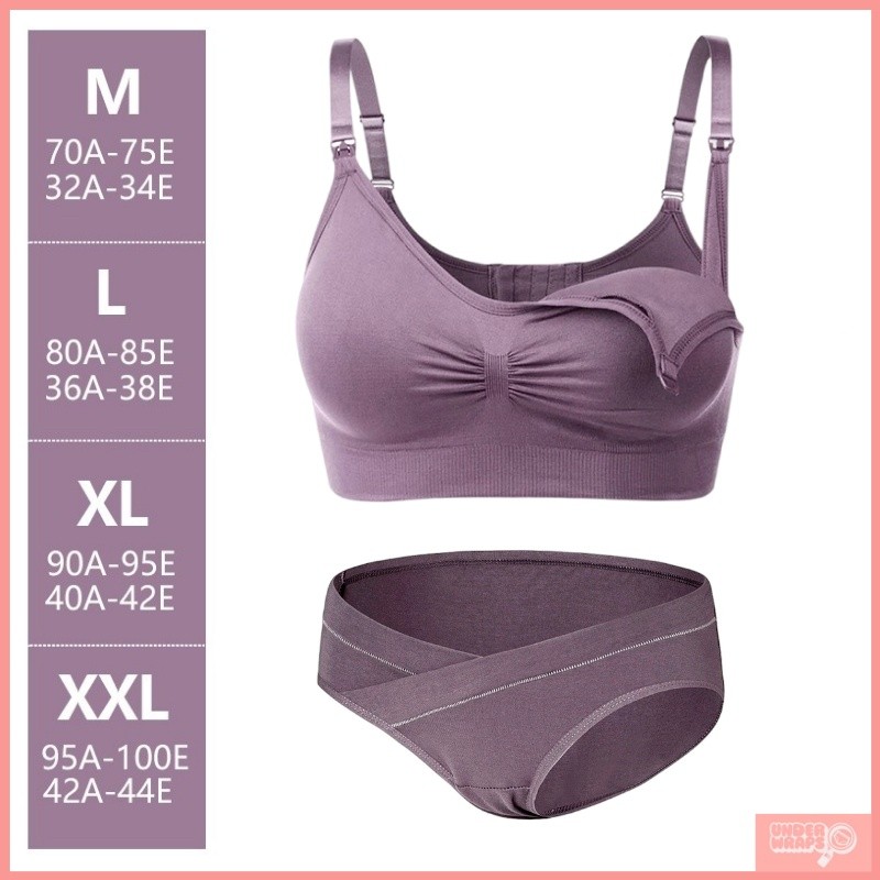 ANGEL MOMMY Hamil Bra Menyusui Celana Dalam Jumbo Kancing Depan Tanpa Kawat Bh Menyusui Bahan Katun