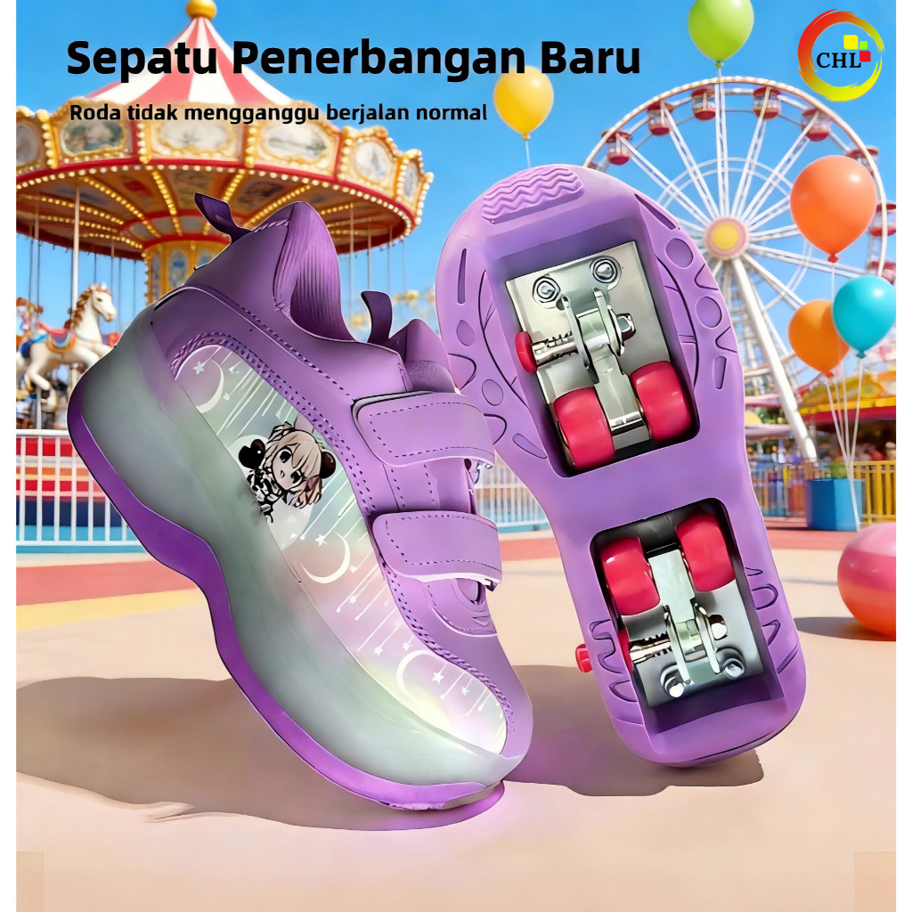 Jual Sepatu Roda Kartun Warna Ungu/Sepatu roda anak perempuan/4 Roda ...