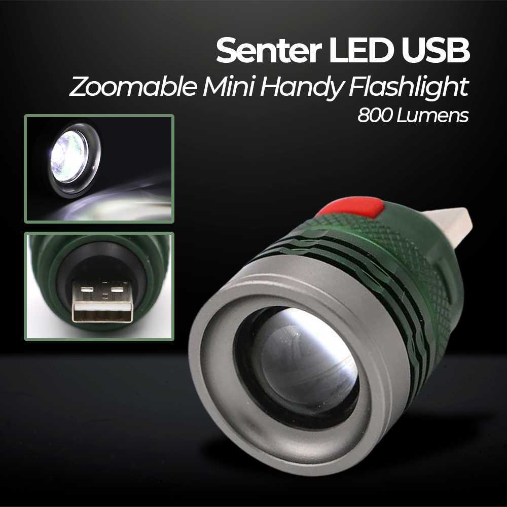 Jual Senter LED USB Zoomable Mini Handy Flashlight 800 Lumens | Shopee ...