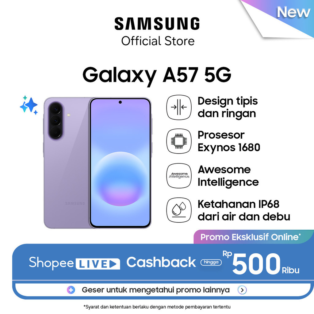 Samsung Galaxy A57 5G 8/256GB - Awesome Lilac | Hp AI | IP68 | 5000 mAh