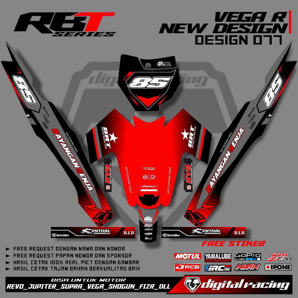 Jual Stiker Motor RBT/GTX VEGA R NEW Bayangan Senja Striping Bebek ...