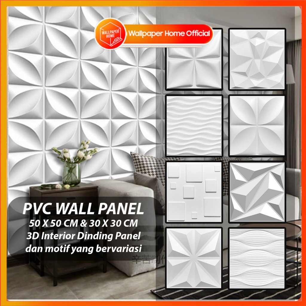 WALLPAPER HOME - 3D PVC Wall panel Dinding 50x50 cm & 30x30CM Wallpaper Home Decor  Wall Interior Dinding[COD]