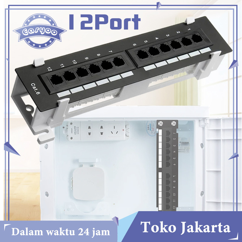 Jual 10inch Patch Panel 12 Port Cat6 Wall Mount Rack RJ45 Untuk ...