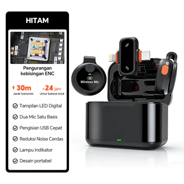 ALAM Mic Clip Wireless Q8 2 Mic Lavalier Mini Noise Reduction Mikrofon Wireless Type C IOS Plug