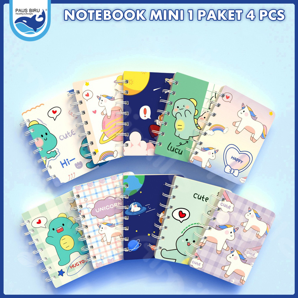 Jual Paus Biru - Notebook Mini 1 Paket 4 Pcs Buku Kecil Catatan ...