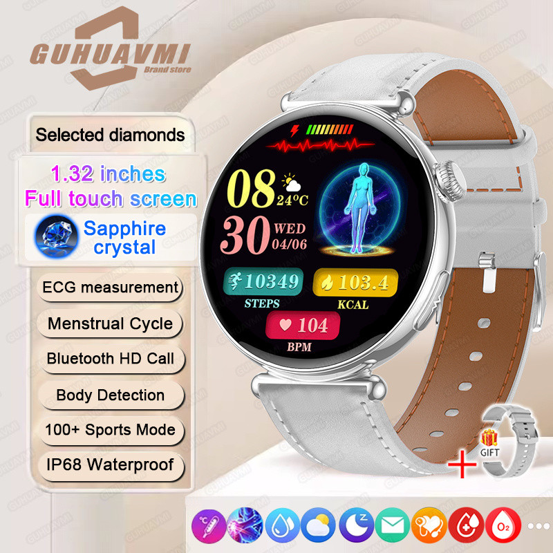 Jual Women Smartwat 1.32in AMOLED Screen Call ECG Sport Wat Blood ...