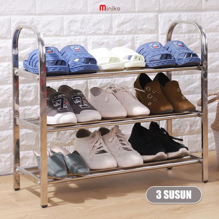 Jual Rak Sepatu Stainless 3,4,5 Dan 6 Susun Tempat Alas Kaki Kuat Rak ...