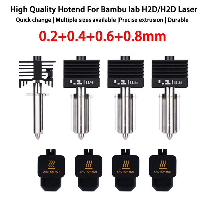 Hotend 0,2 Mm En Acier Trempé Pour Bambu Lab H2D, Tête D'impression