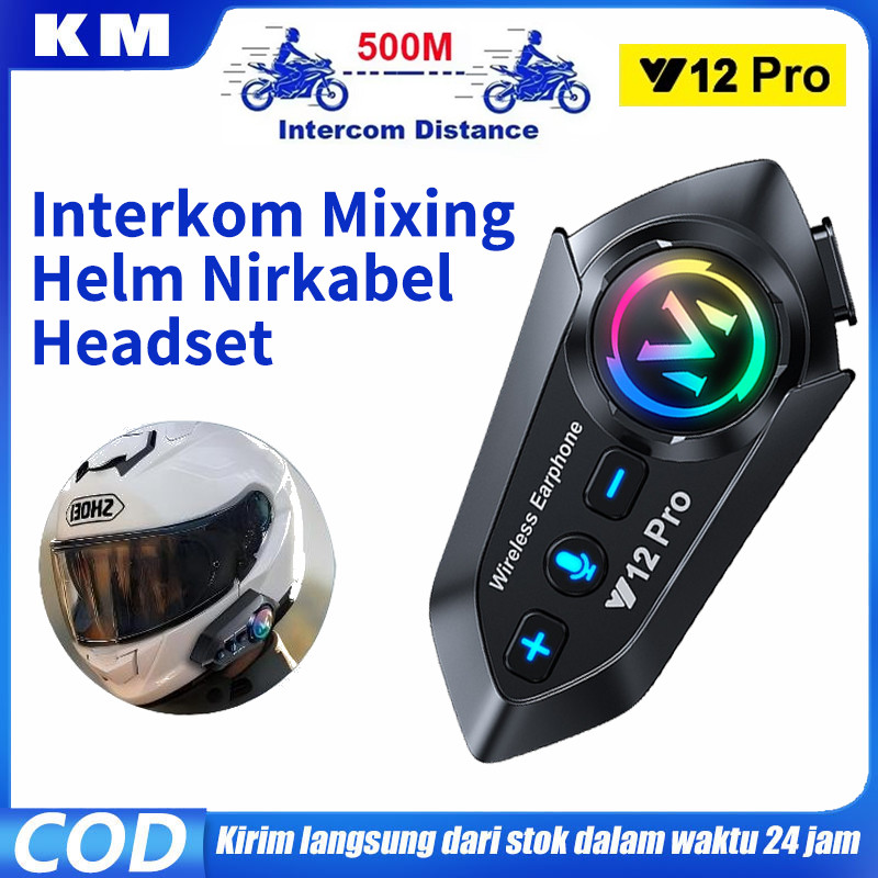 Jual Intercom Y12 Pro Bluetooth 5.3 Helm Sepeda Motor Headset Bluetooth ...