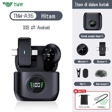 TNW A37 2 In 1 Wireless Microphone Dual Magnetic Lavalier Mikrofon Plug Play Clip On Mic